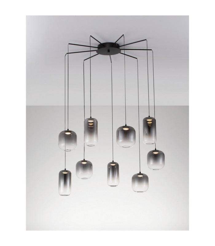 Aelia Cluster Pendant Ceiling Light Smokey Matt Black Triac Dimmable LED 36W 2160lm 3000K-4