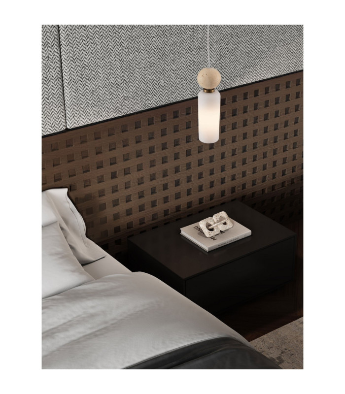 Filomena Slim Pendant Ceiling Light Opal Glossy Brushed Gold LED G9 1x5W-2