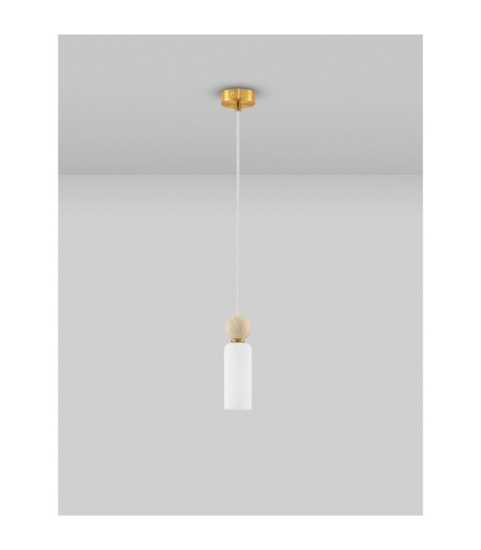 Filomena Slim Pendant Ceiling Light Opal Glossy Brushed Gold LED G9 1x5W-3