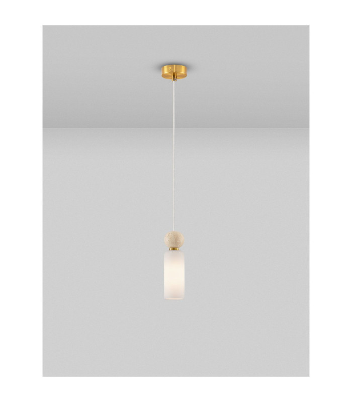 Filomena Slim Pendant Ceiling Light Opal Glossy Brushed Gold LED G9 1x5W-4