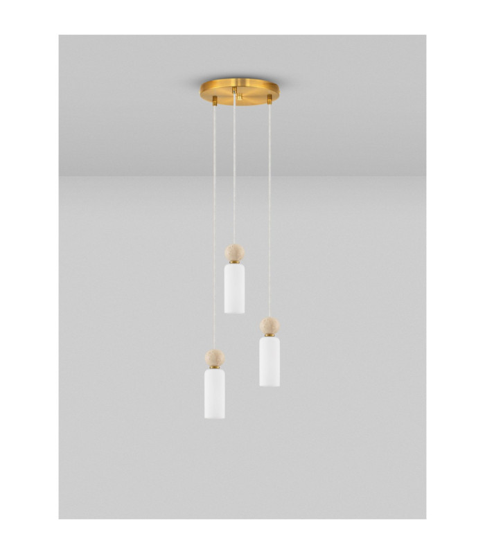 Filomena Cluster Pendant Ceiling Light Opal Glossy Brushed Gold LED G9 3x5W-3
