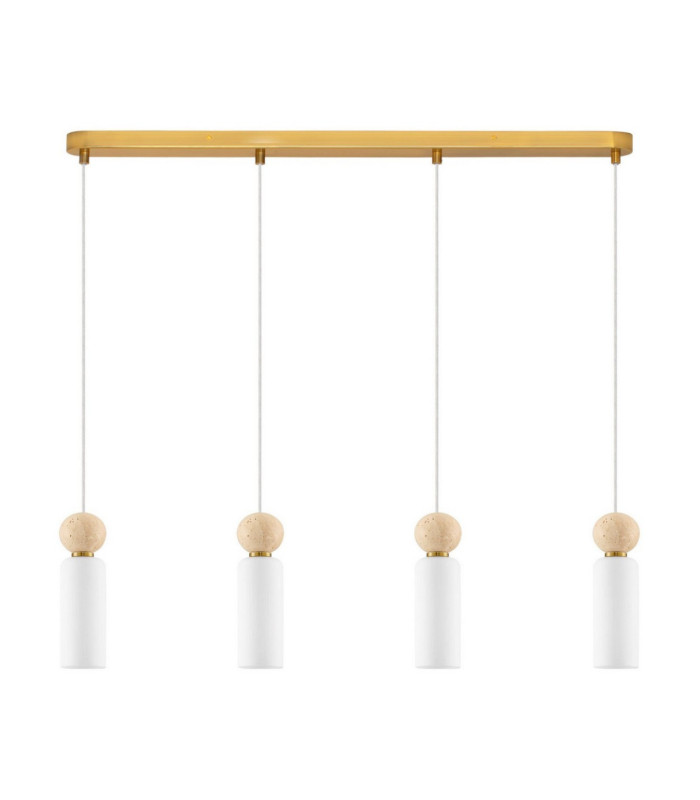 Filomena Bar Pendant Ceiling Light Opal Glossy Brushed Gold LED G9 4x5W-1