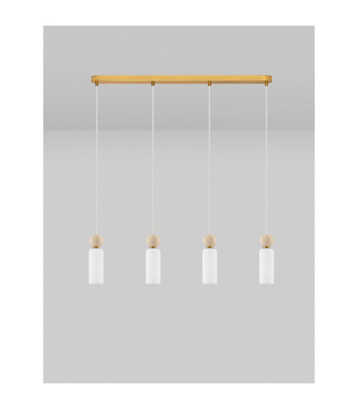 Filomena Bar Pendant Ceiling Light Opal Glossy Brushed Gold LED G9 4x5W-3