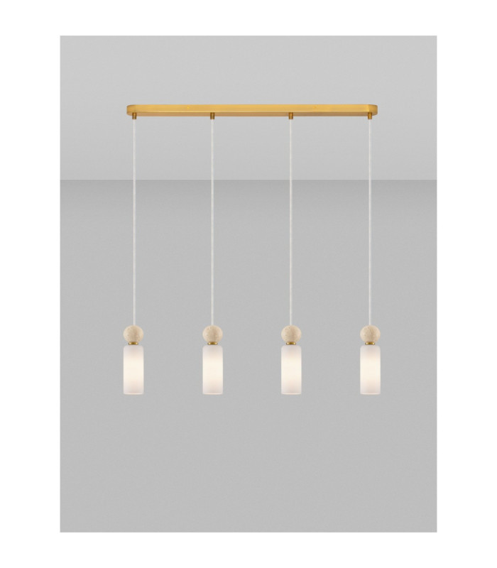 Filomena Bar Pendant Ceiling Light Opal Glossy Brushed Gold LED G9 4x5W-4