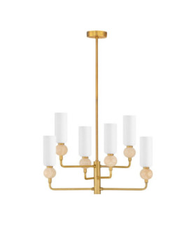 Filomena Multi Arm Pendant Ceiling Light Opal Glossy Brushed Gold LED G9 6x5W-1