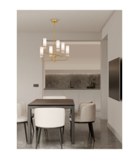 Filomena Multi Arm Pendant Ceiling Light Opal Glossy Brushed Gold LED G9 6x5W-2
