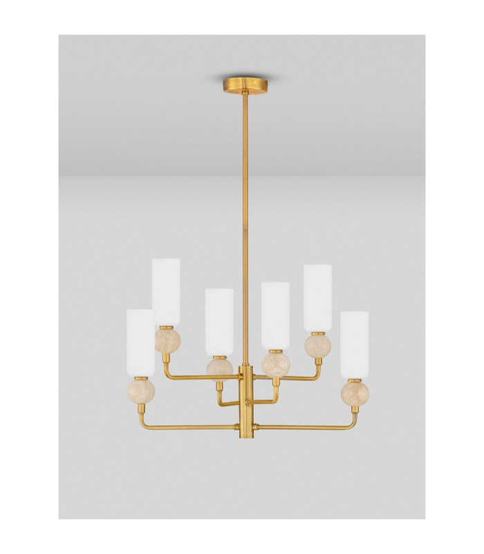 Filomena Multi Arm Pendant Ceiling Light Opal Glossy Brushed Gold LED G9 6x5W-3