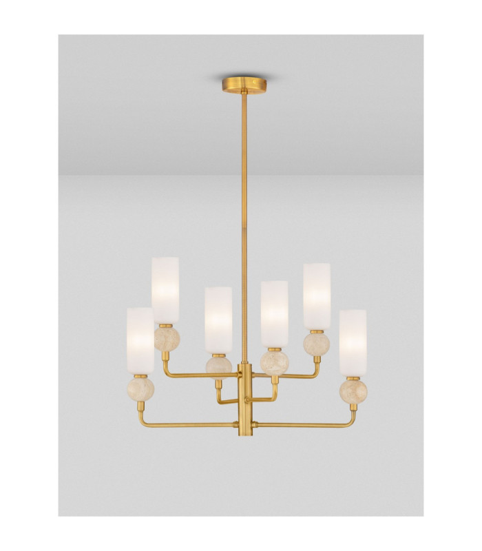 Filomena Multi Arm Pendant Ceiling Light Opal Glossy Brushed Gold LED G9 6x5W-4