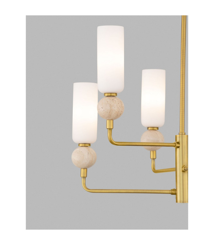 Filomena Multi Arm Pendant Ceiling Light Opal Glossy Brushed Gold LED G9 6x5W-5