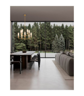 Filomena Multi Arm Pendant Ceiling Light Opal Glossy Brushed Gold LED G9 10x5W-2