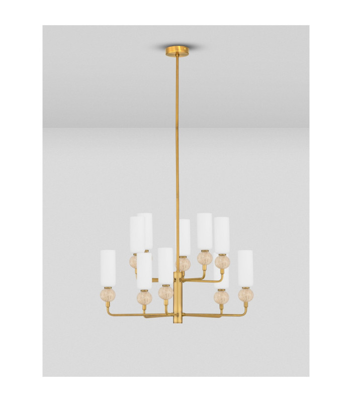 Filomena Multi Arm Pendant Ceiling Light Opal Glossy Brushed Gold LED G9 10x5W-3
