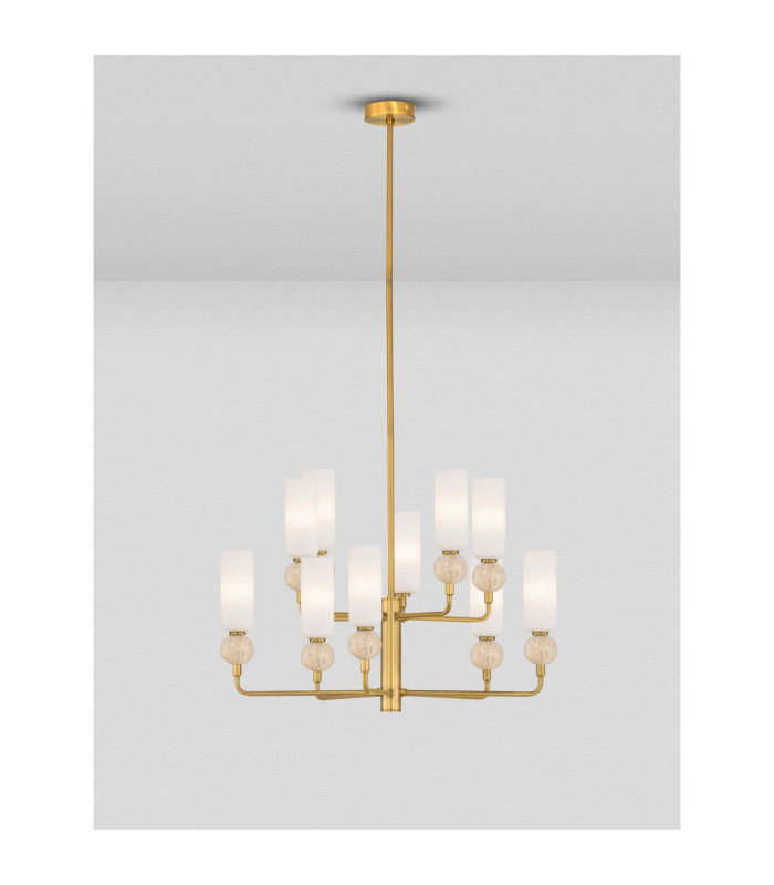 Filomena Multi Arm Pendant Ceiling Light Opal Glossy Brushed Gold LED G9 10x5W-4