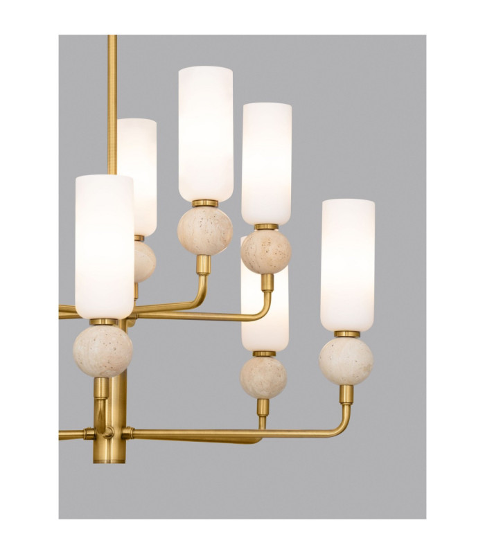 Filomena Multi Arm Pendant Ceiling Light Opal Glossy Brushed Gold LED G9 10x5W-5