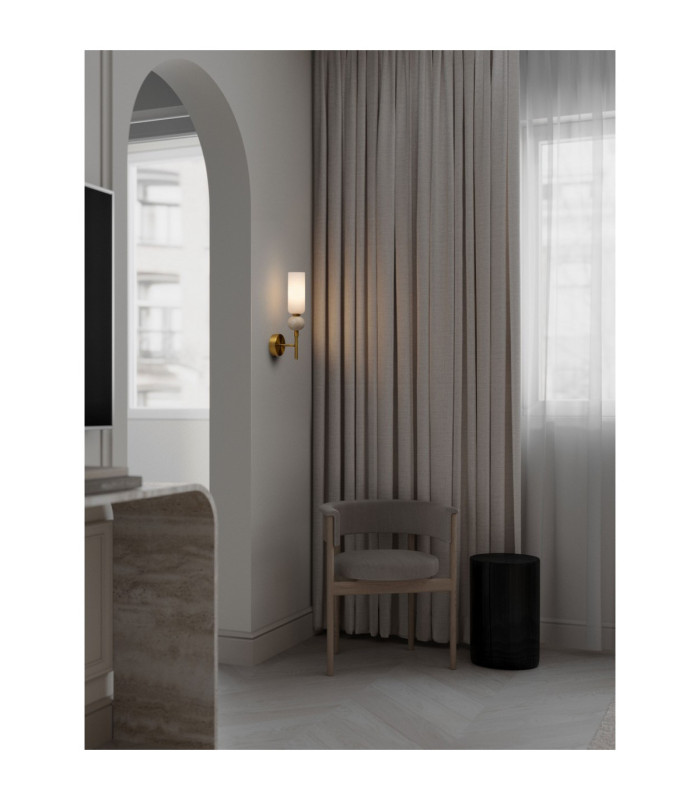 Filomena Candle Wall Lamp Opal Glossy Brushed Gold LED G9 1x5W-2