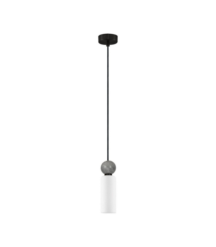 Filomena Slim Pendant Ceiling Light Opal Grey Matt Black LED G9 1x5W-1
