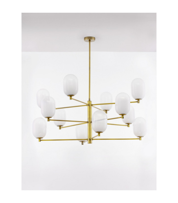 Balor Multi Arm Pendant Ceiling Light White Brass Gold LED G9 12x5W-3