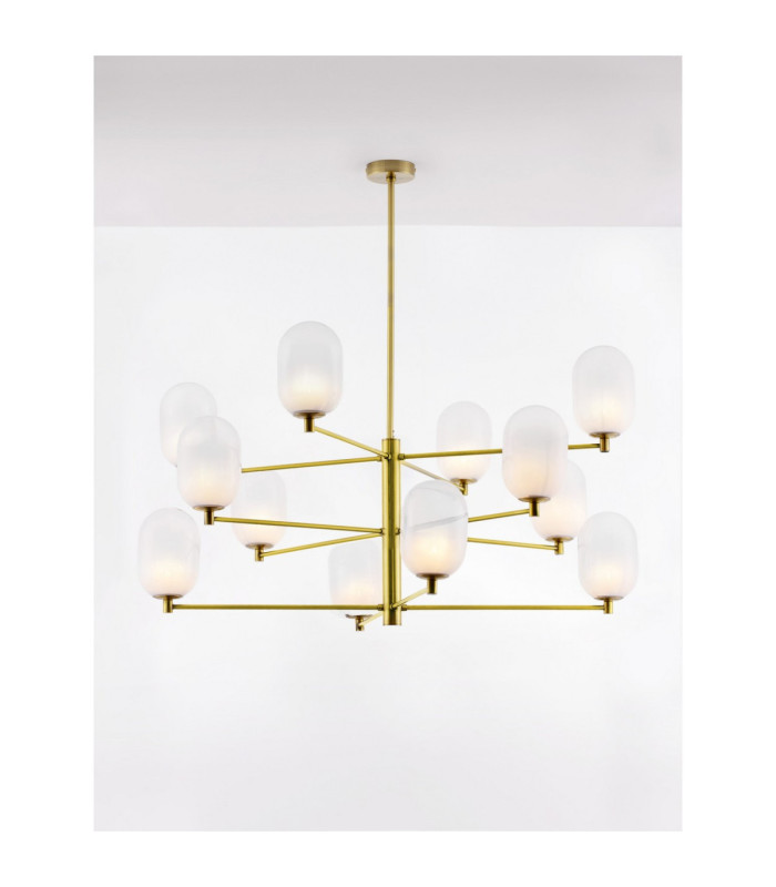 Balor Multi Arm Pendant Ceiling Light White Brass Gold LED G9 12x5W-4