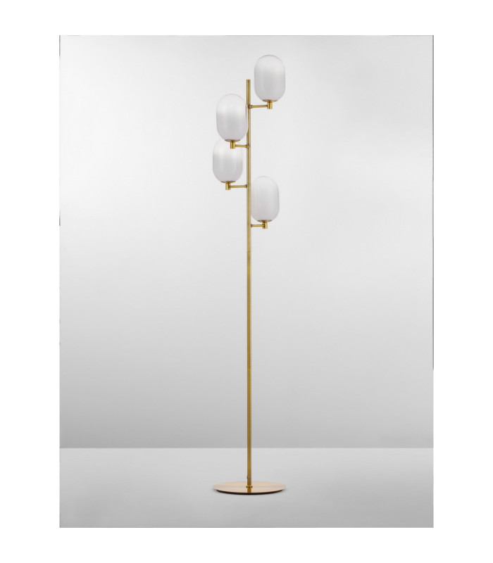 Balor Multi Arm Floor Lamp White Brass Gold LED G9 4x5W-3