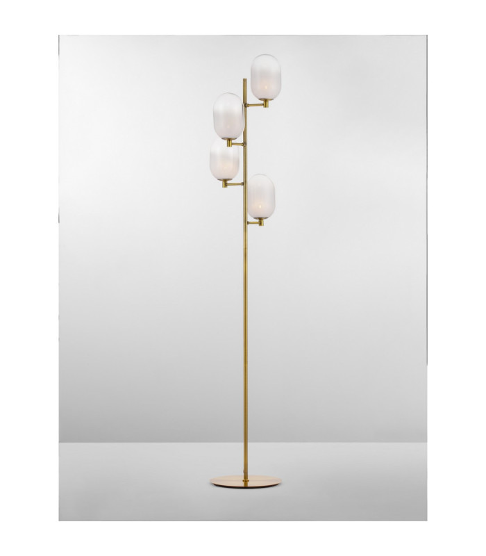 Balor Multi Arm Floor Lamp White Brass Gold LED G9 4x5W-4
