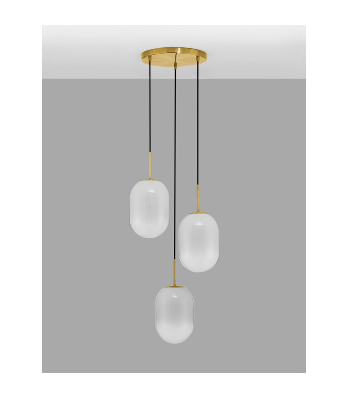 Chrysi Cluster Pendant Ceiling Light White Brass Gold E14 3x5W-3