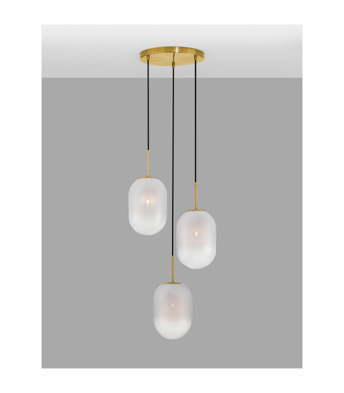 Chrysi Cluster Pendant Ceiling Light White Brass Gold E14 3x5W-4
