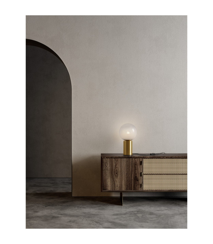 Vita Globe Table Lamp White Brass Gold E27 1x12W-2