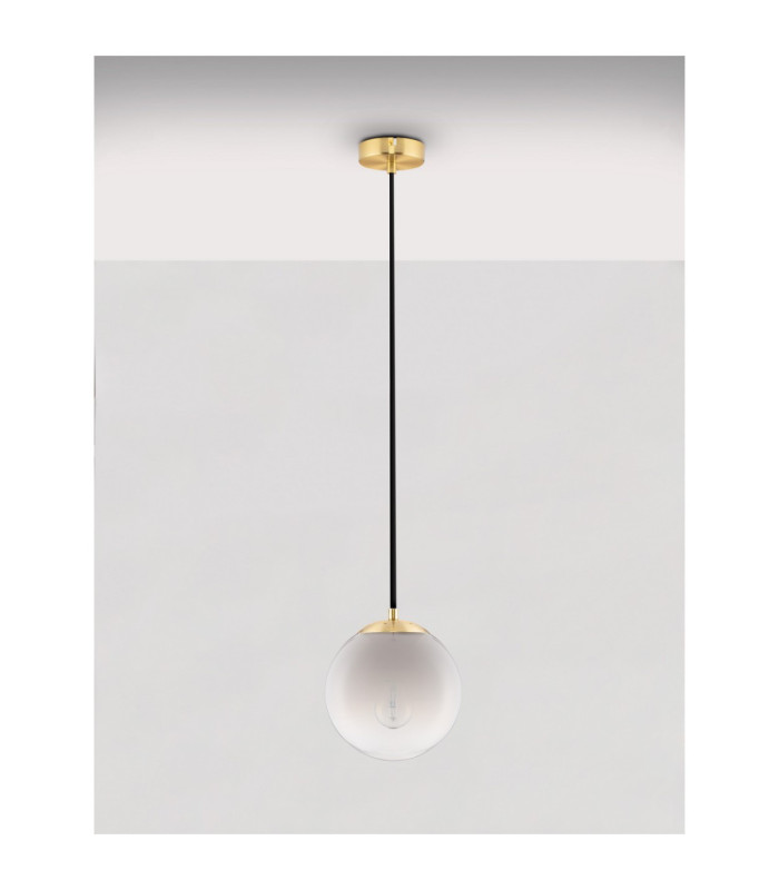 Vita 20cm Globe Pendant Ceiling Light White Brass Gold E27 1x12W-3