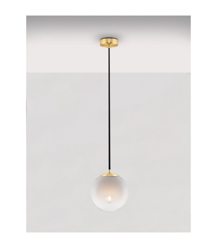 Vita 20cm Globe Pendant Ceiling Light White Brass Gold E27 1x12W-4