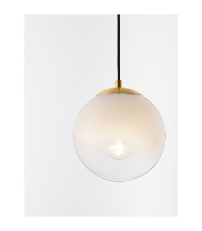 Vita 20cm Globe Pendant Ceiling Light White Brass Gold E27 1x12W-6
