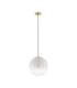 Vita 30cm Globe Pendant Ceiling Light White Brass Gold E27 1x12W-1