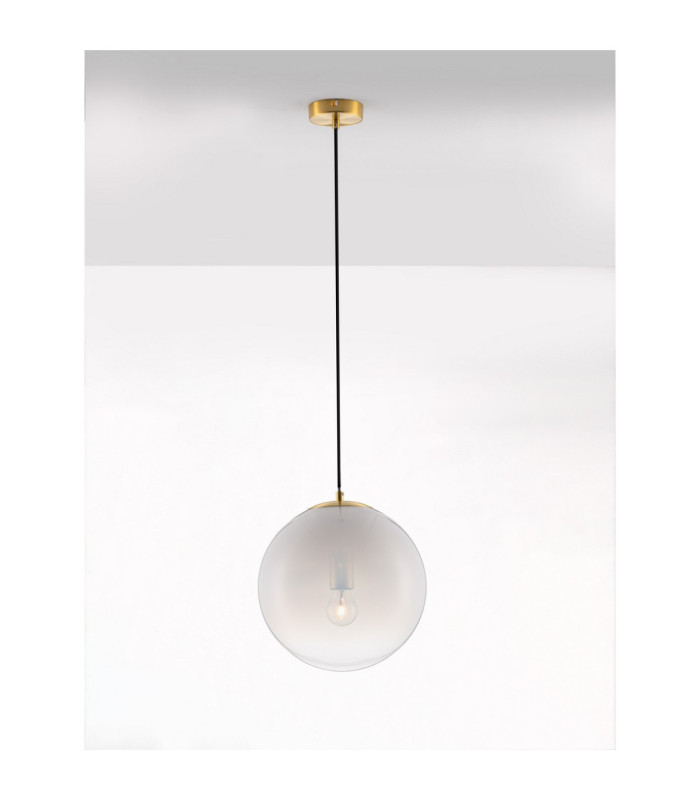 Vita 30cm Globe Pendant Ceiling Light White Brass Gold E27 1x12W-4