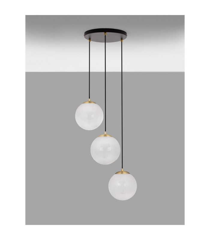 Vita Cluster Pendant Ceiling Light White Brass Gold E27 3x12W-3