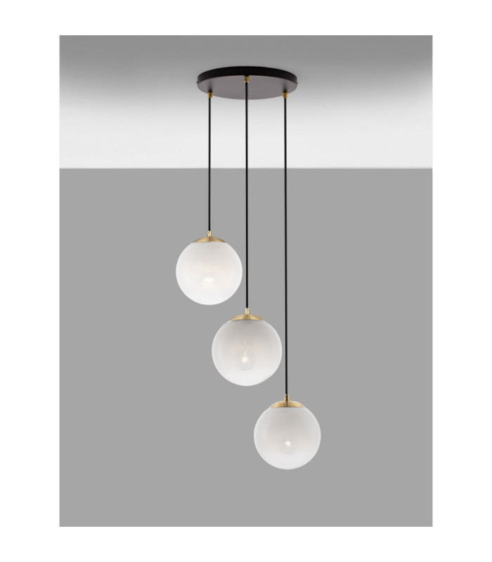 Vita Cluster Pendant Ceiling Light White Brass Gold E27 3x12W-4