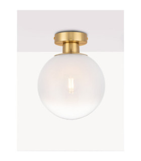 Vita 20cm Globe Ceiling Light White Brass Gold E27 1x12W-2