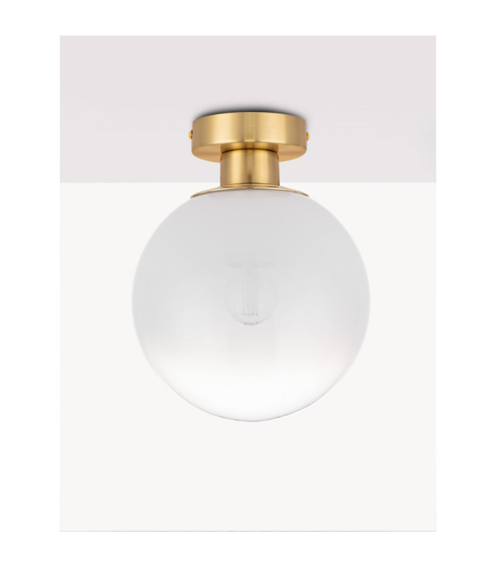 Vita 20cm Globe Ceiling Light White Brass Gold E27 1x12W-3