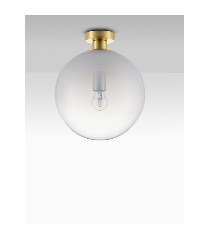 Vita 30cm Globe Ceiling Light White Brass Gold E27 1x12W-3