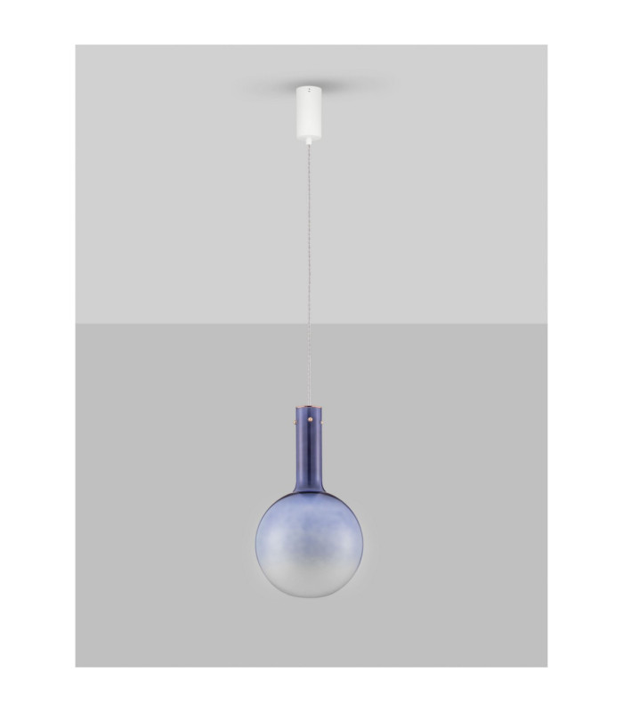 Nostos Globe Pendant Ceiling Light Blue Gold Matt White Triac Dimmable LED 6W 330lm 3000K-3