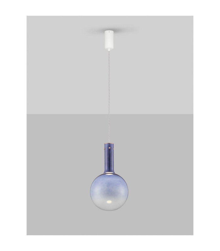 Nostos Globe Pendant Ceiling Light Blue Gold Matt White Triac Dimmable LED 6W 330lm 3000K-4