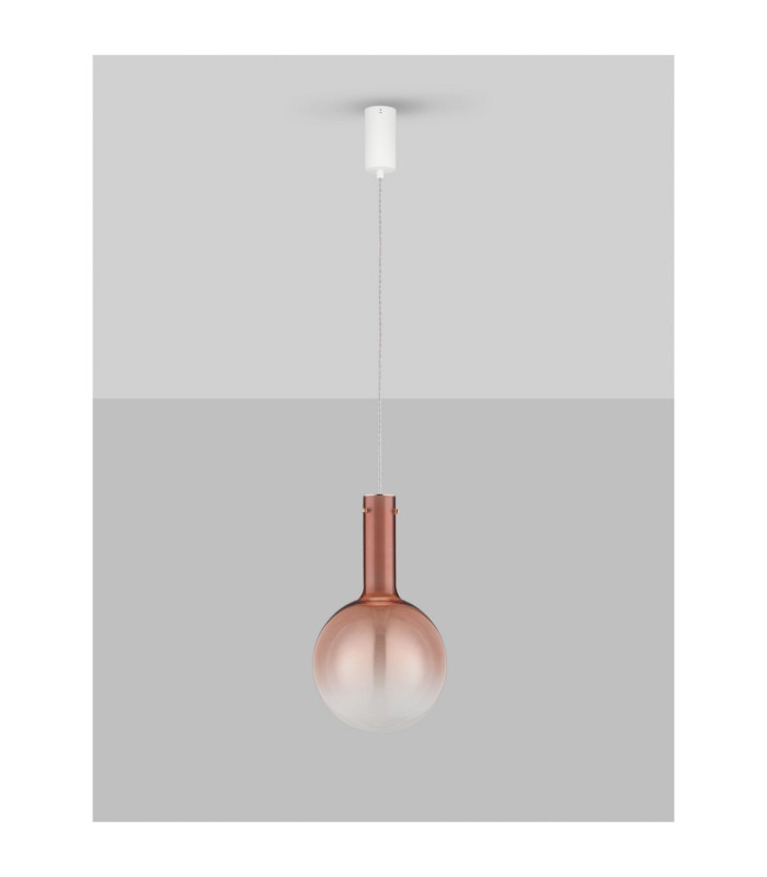 Nostos Globe Pendant Ceiling Light Pink Gold Matt White Triac Dimmable LED 6W 330lm 3000K-3