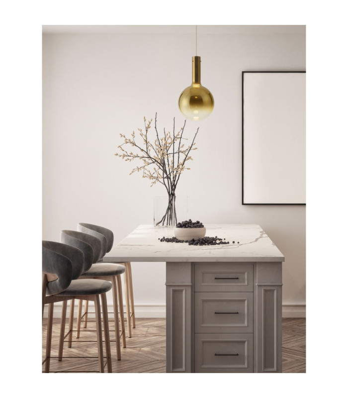 Nostos Globe Pendant Ceiling Light Gold Matt White Triac Dimmable LED 6W 330lm 3000K-2