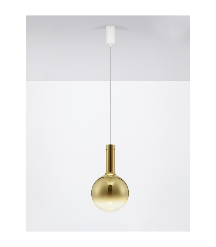 Nostos Globe Pendant Ceiling Light Gold Matt White Triac Dimmable LED 6W 330lm 3000K-4