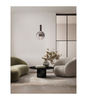 Nostos Globe Pendant Ceiling Light Smokey Gold Matt White Triac Dimmable LED 6W 330lm 3000K-2