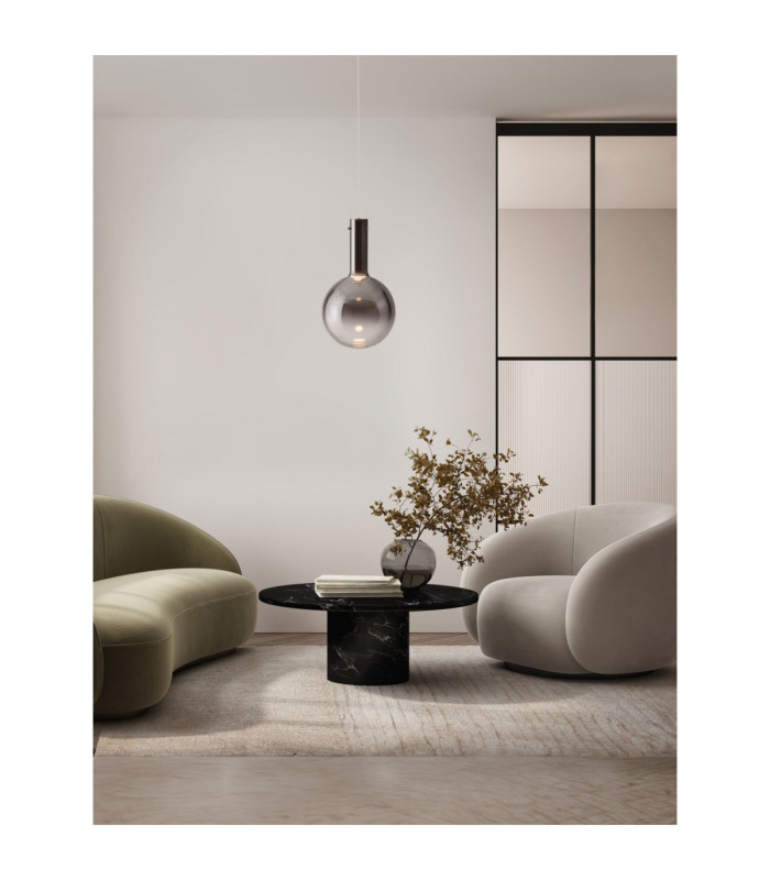 Nostos Globe Pendant Ceiling Light Smokey Gold Matt White Triac Dimmable LED 6W 330lm 3000K-2