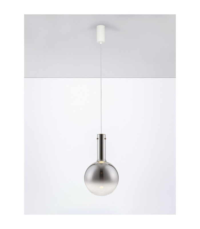 Nostos Globe Pendant Ceiling Light Smokey Gold Matt White Triac Dimmable LED 6W 330lm 3000K-4