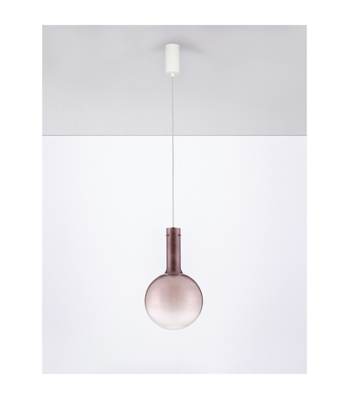 Nostos Globe Pendant Ceiling Light Brown Gold Matt White Triac Dimmable LED 6W 330lm 3000K-3