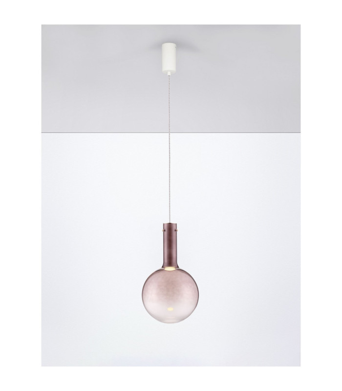 Nostos Globe Pendant Ceiling Light Brown Gold Matt White Triac Dimmable LED 6W 330lm 3000K-4