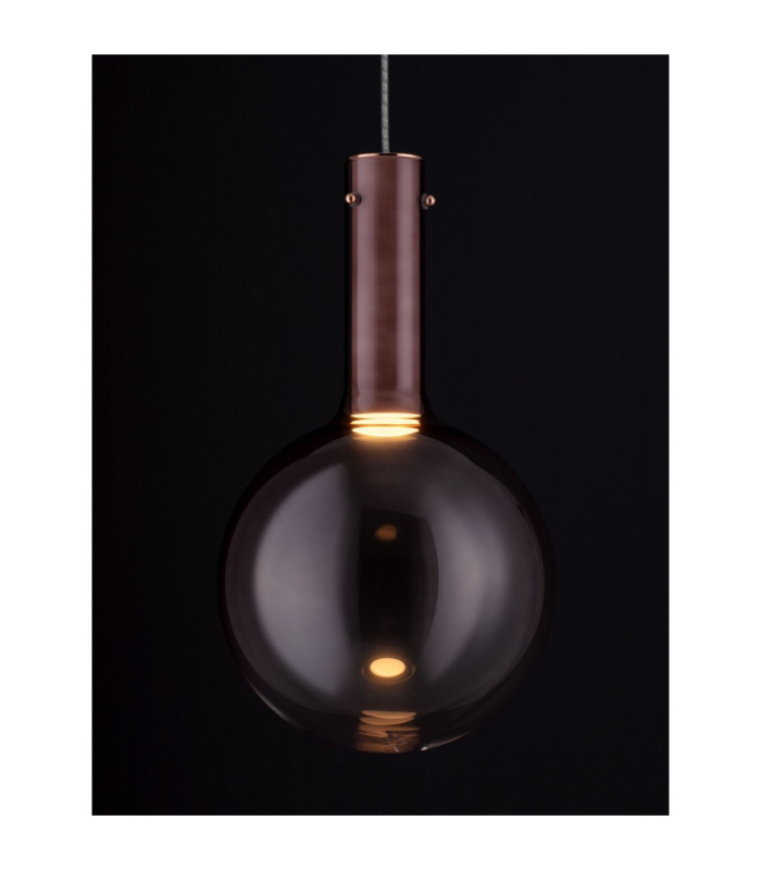 Nostos Globe Pendant Ceiling Light Brown Gold Matt White Triac Dimmable LED 6W 330lm 3000K-6