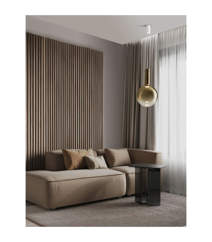 Nostos Globe Pendant Ceiling Light Gold Matt White Triac Dimmable LED 8W 440lm 3000K-2