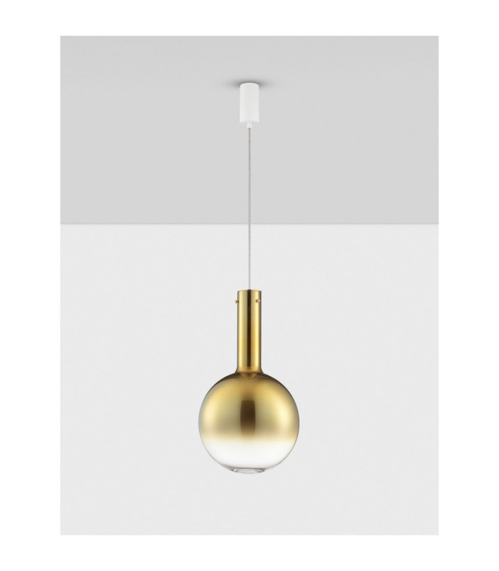 Nostos Globe Pendant Ceiling Light Gold Matt White Triac Dimmable LED 8W 440lm 3000K-3