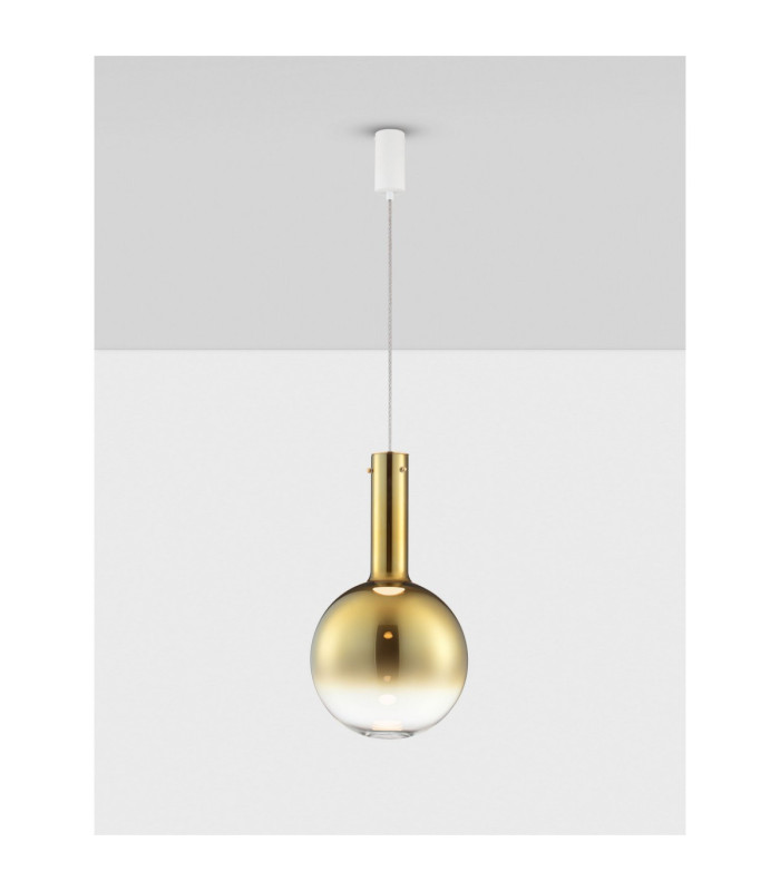Nostos Globe Pendant Ceiling Light Gold Matt White Triac Dimmable LED 8W 440lm 3000K-4